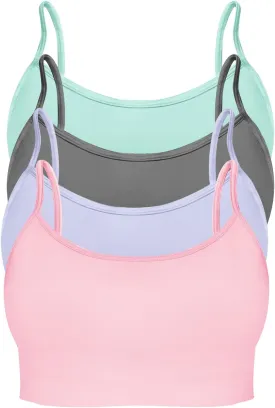4 Pack Women's Seamless Wireless Half Cami Unpadded Bra Tops for Layering with Spaghetti Straps