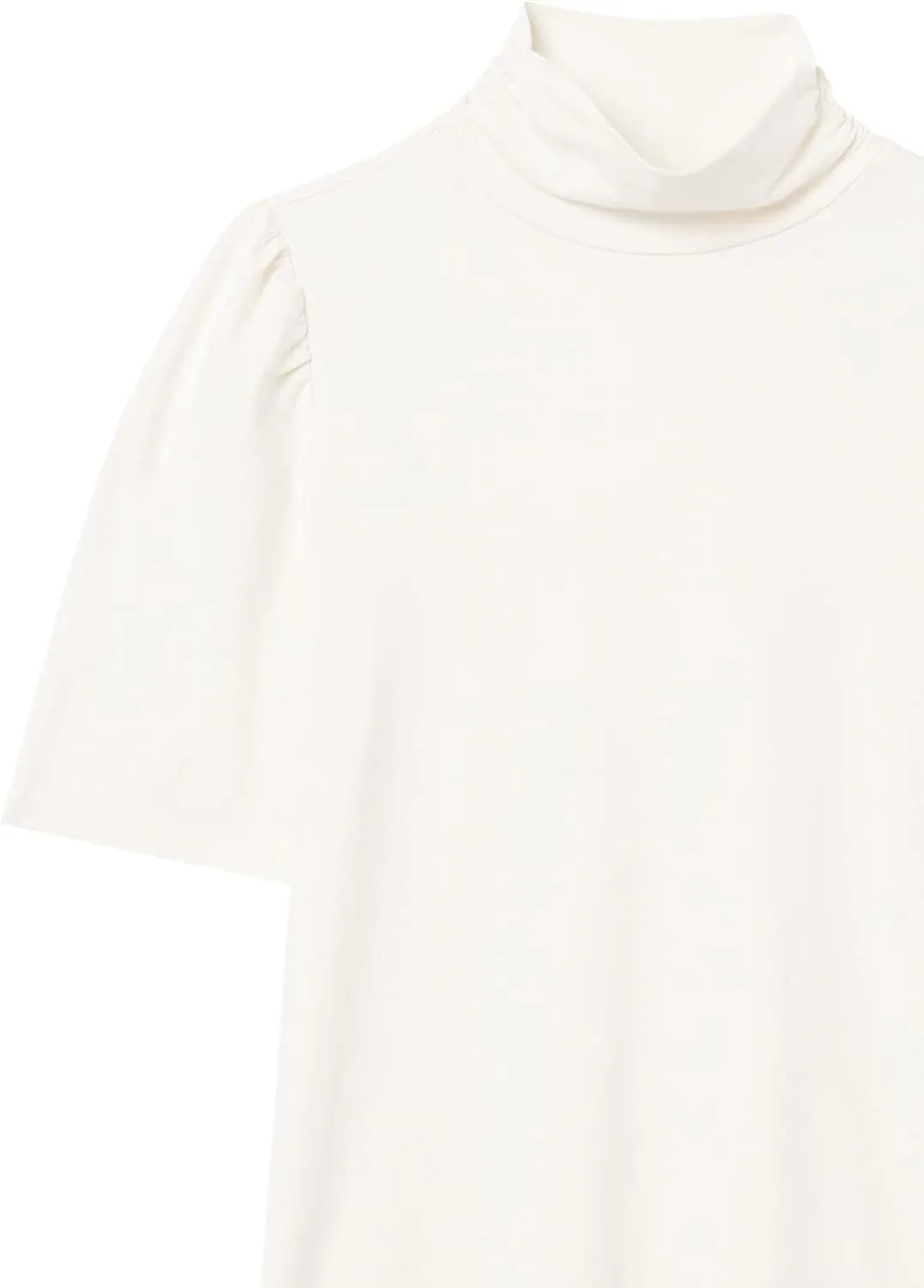 Amazon Essentials Women's Cotton Modal Draped Puff Sleeve Turtleneck