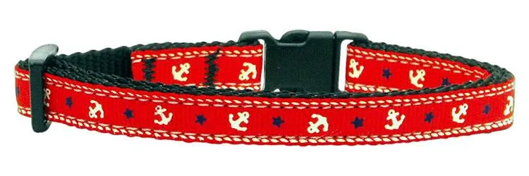 Anchors Nylon Ribbon Collar Red Cat Safety