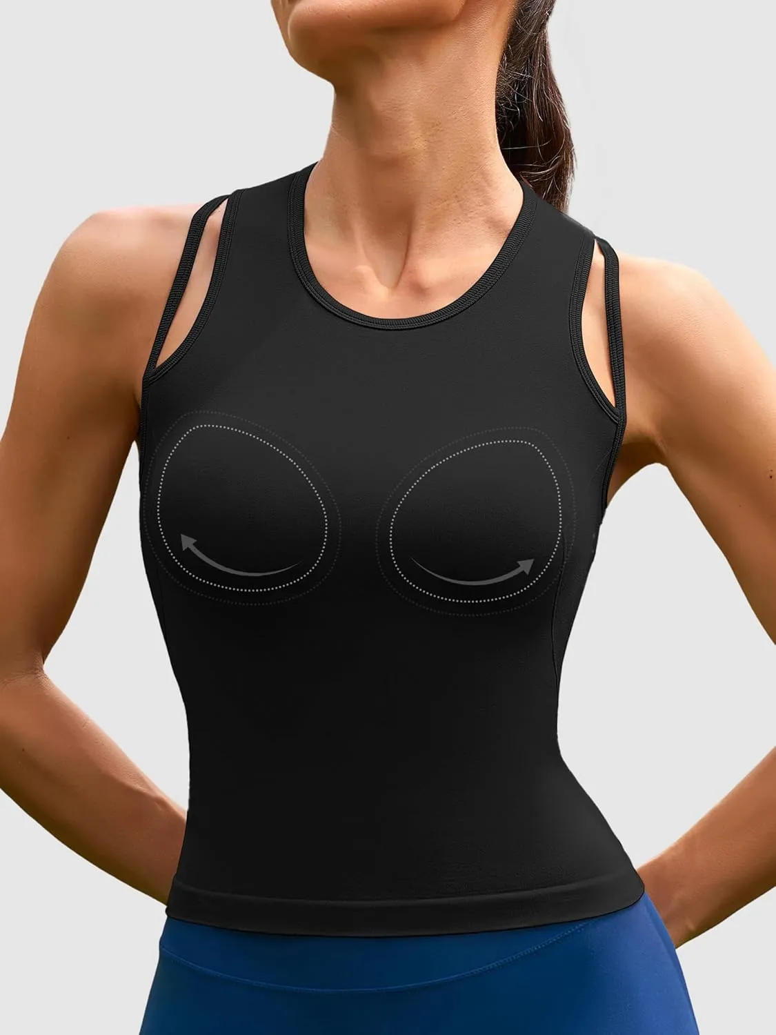 ATTRACO Cropped Workout Tops for Women Tight Side Ruched Tank Tops Built in Bra Athletic Yoga Gym Top