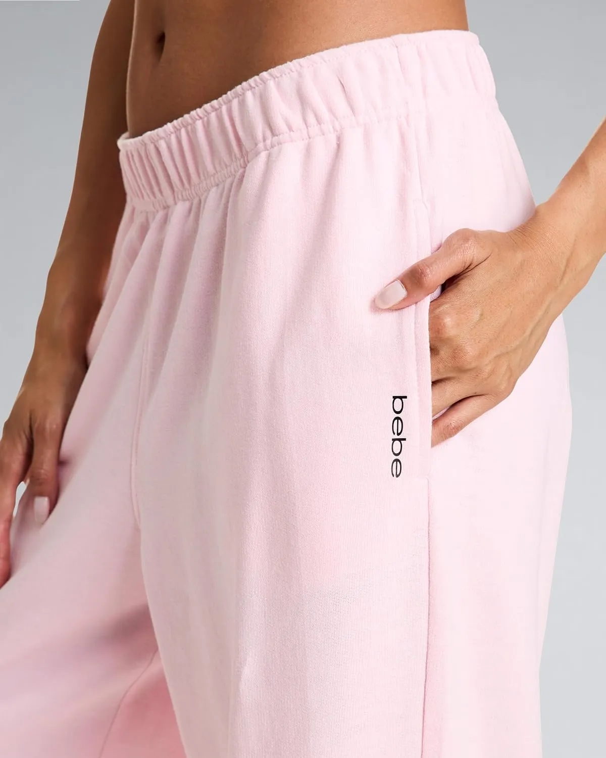 bebe Jogger or Wide Leg Sweatpants for Women, French Terry Baggy Sweatpants with Pockets, Womens Sweats