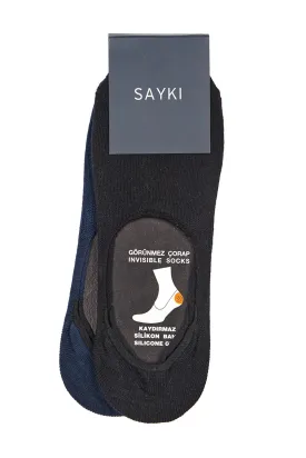 Black - Navy No Show Cotton Socks
