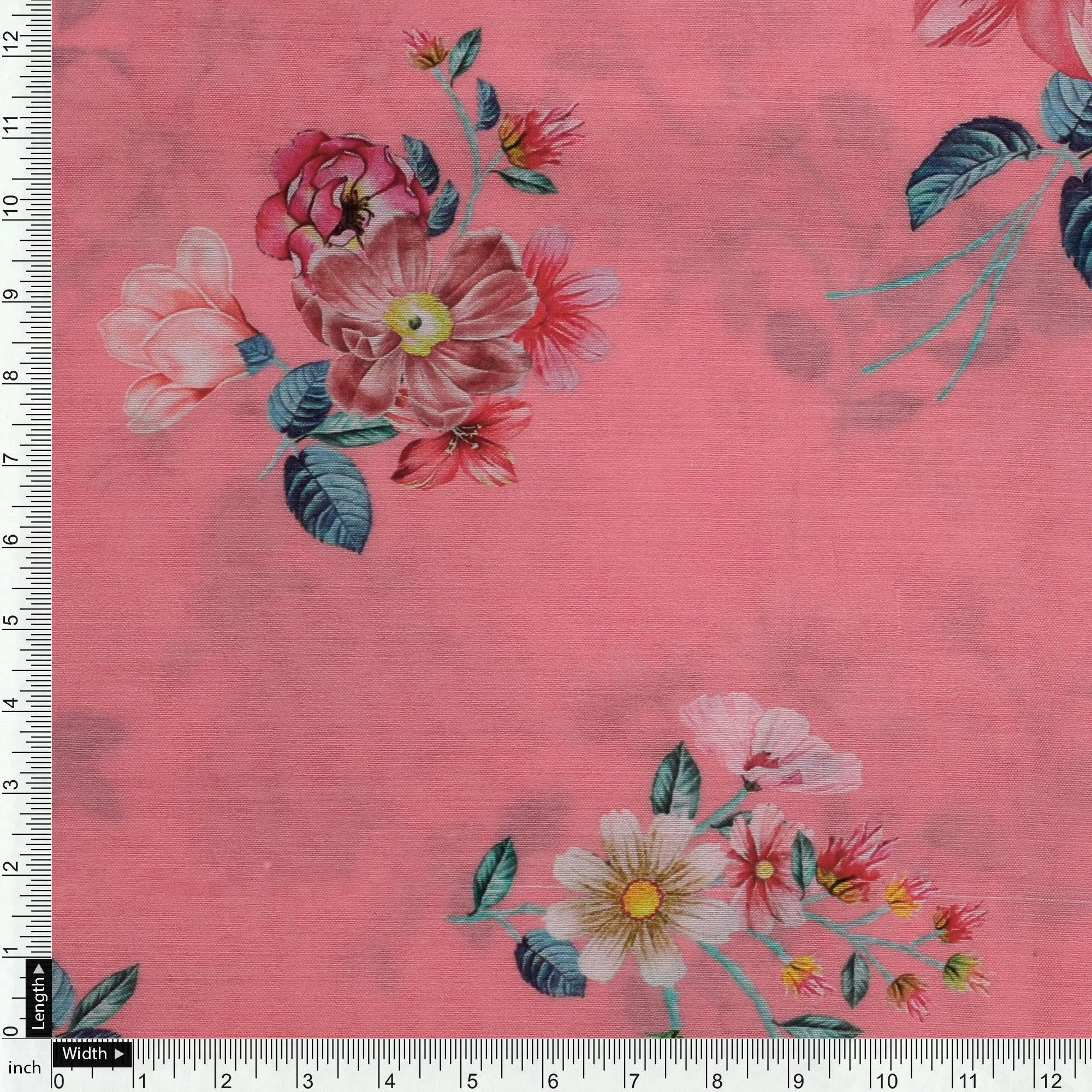 Calico Colorful Flower Digital Printed Fabric - Muslin