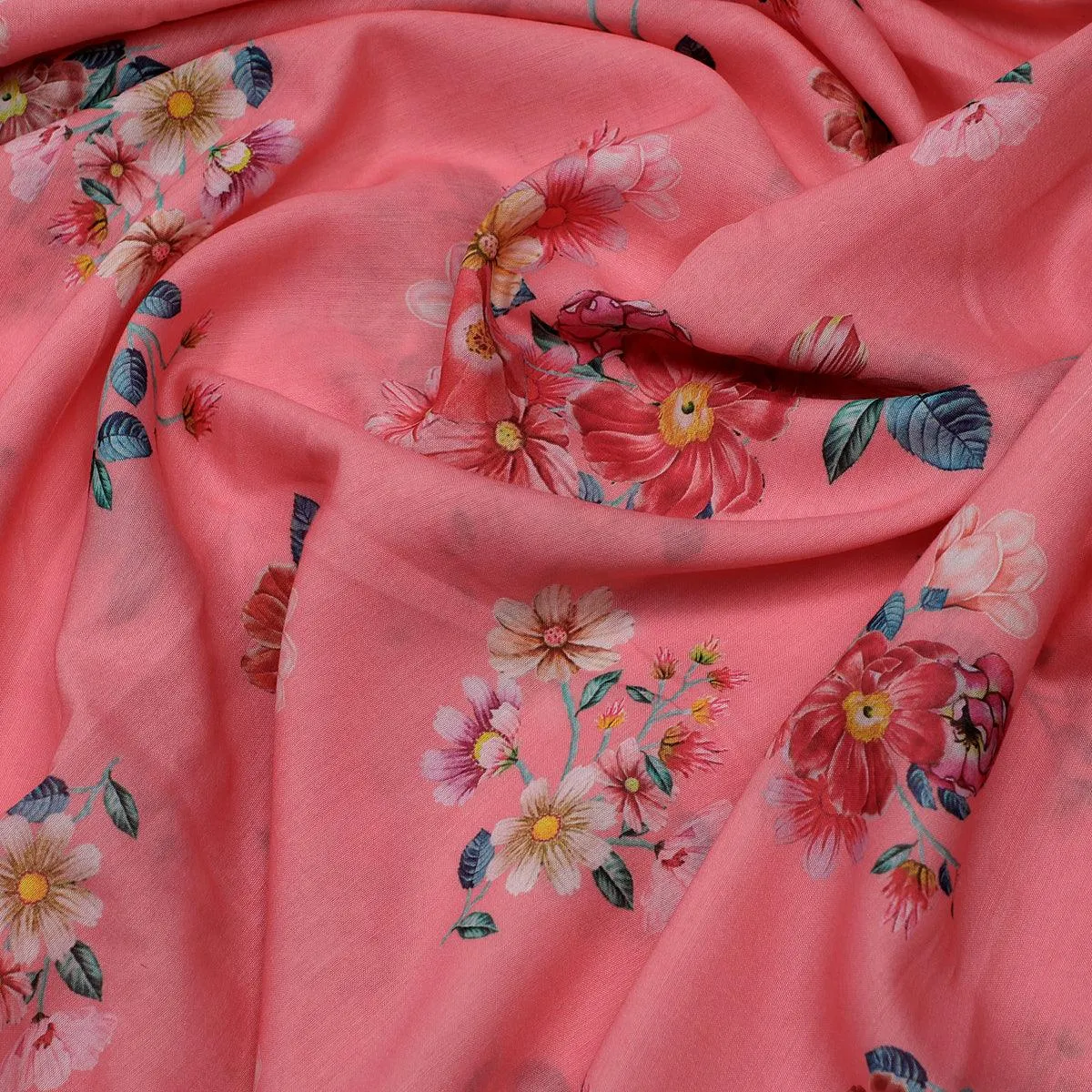 Calico Colorful Flower Digital Printed Fabric - Muslin