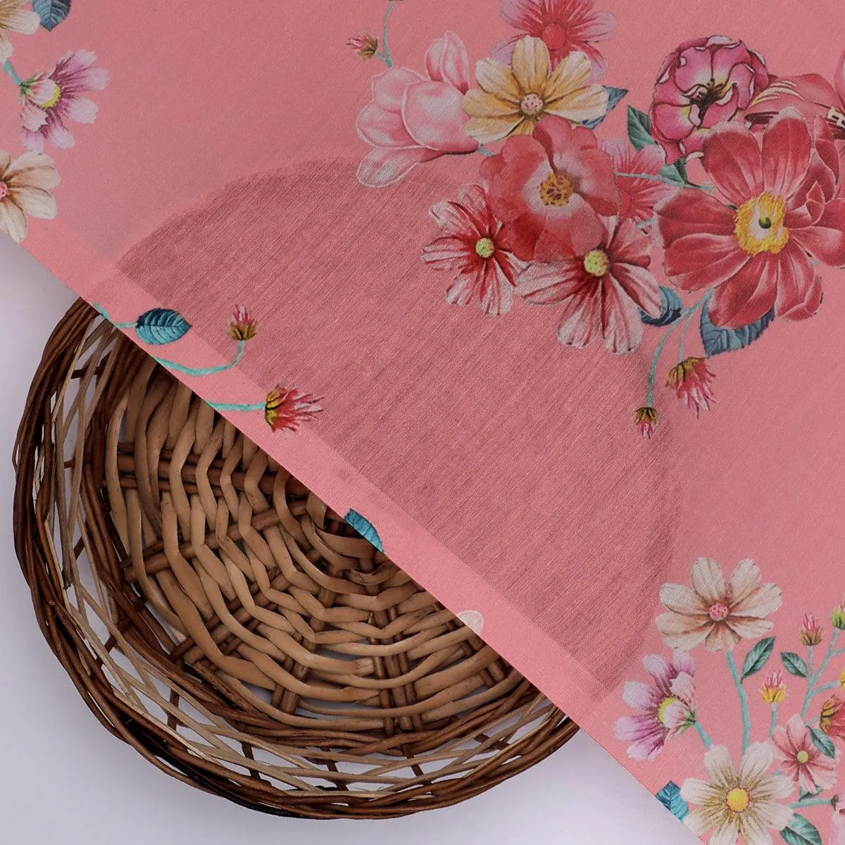 Calico Colorful Flower Digital Printed Fabric - Muslin