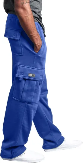 Cargo Sweatpants for Men Multi Pockets Cotton Straight Leg Sweatpants Outdoor Baggy Drawstring Joggers Hiking Pants