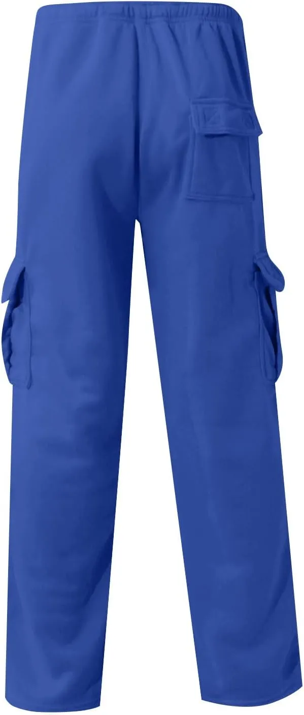 Cargo Sweatpants for Men Multi Pockets Cotton Straight Leg Sweatpants Outdoor Baggy Drawstring Joggers Hiking Pants