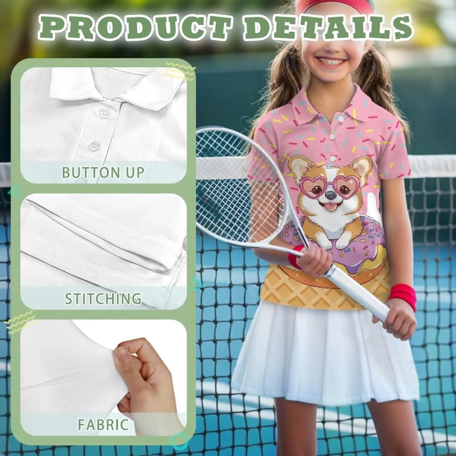Children's Golf Polo Shirts for School Uniform Short-Sleeve Peter Pan Collar Shirts Daily Wear at Home