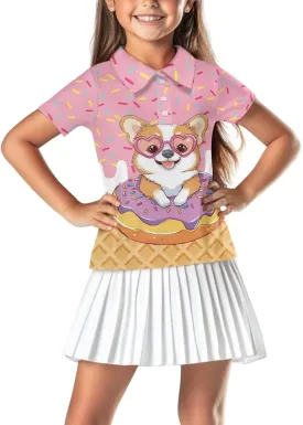 Children's Golf Polo Shirts for School Uniform Short-Sleeve Peter Pan Collar Shirts Daily Wear at Home