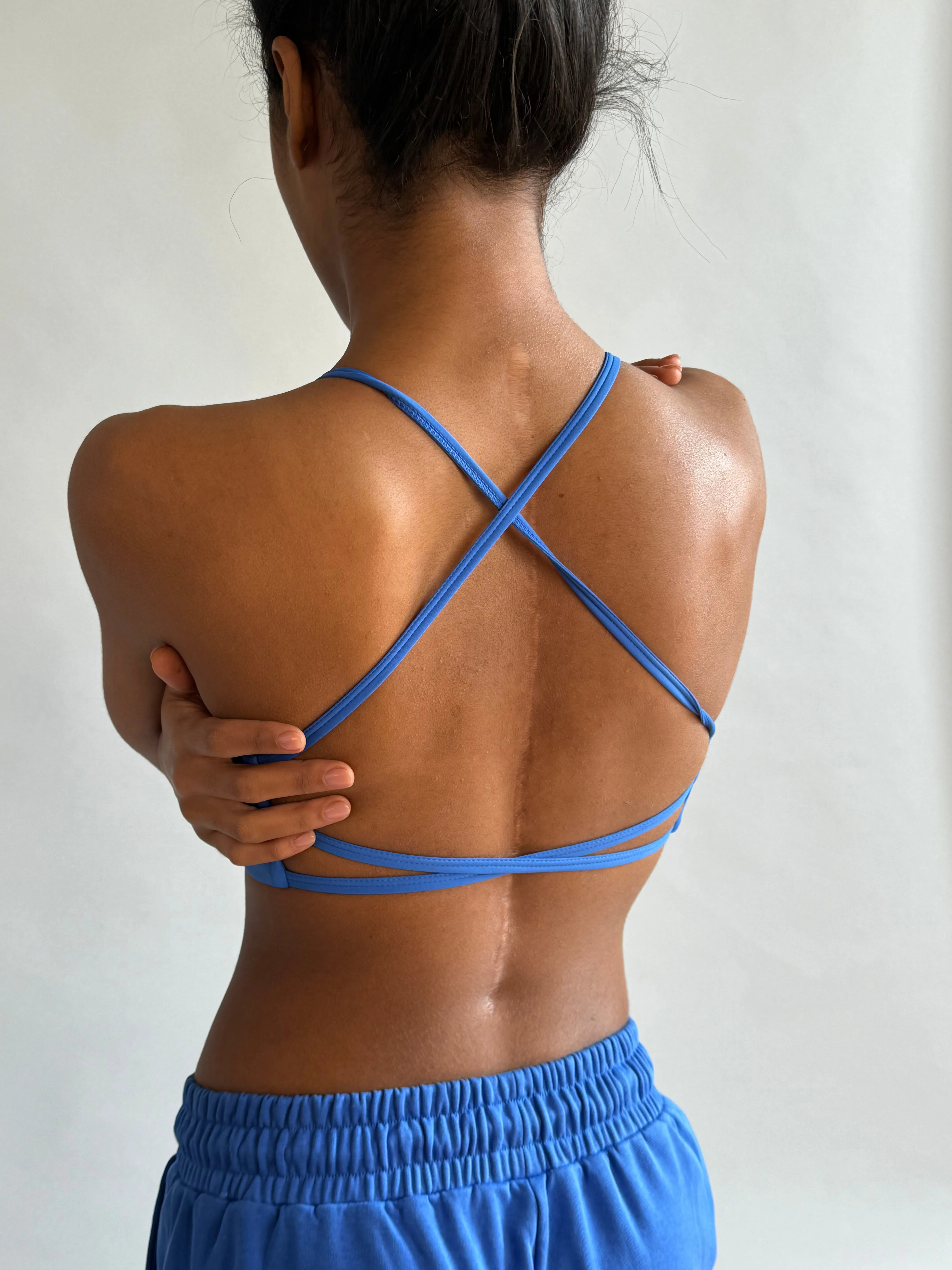 Cross Back Sports Bra - Cobalt