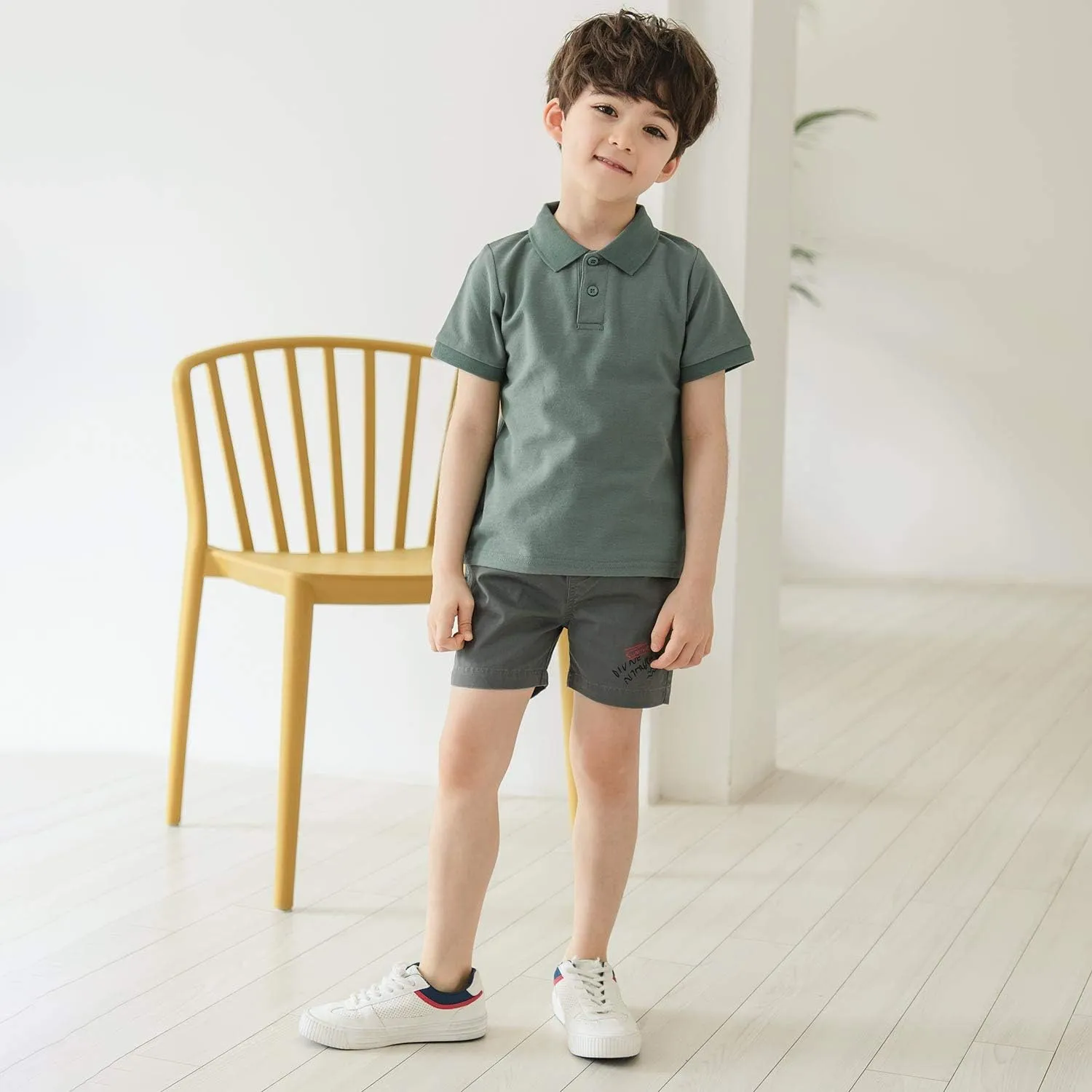 CUNYI Boys' Cotton Pique Polo Shirts Uniform Short Sleeve Tops
