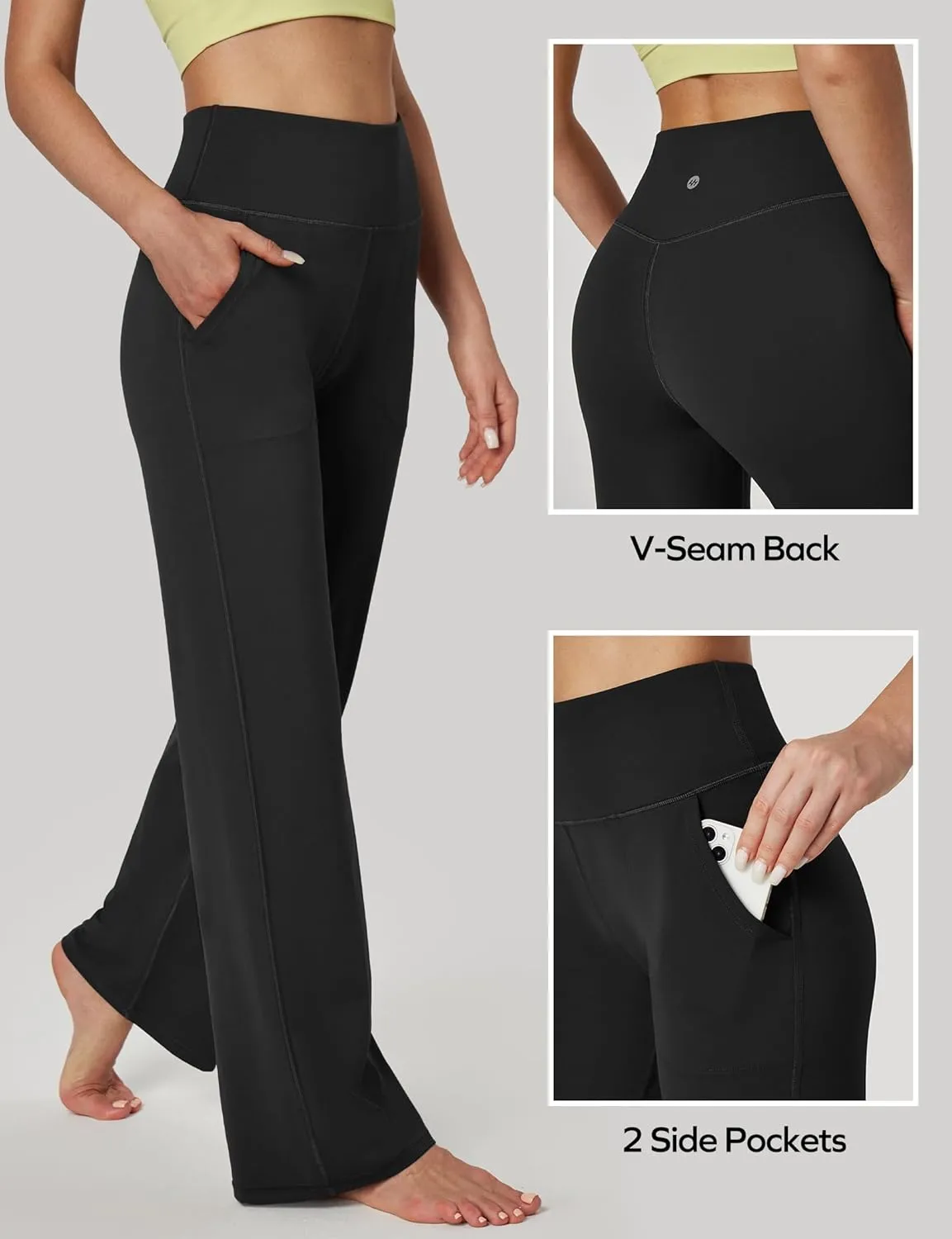 Ewedoos Wide Leg Yoga Pants for Women with Pockets Stretchy Work Dress Pants High Waisted Sweatpants Casual
