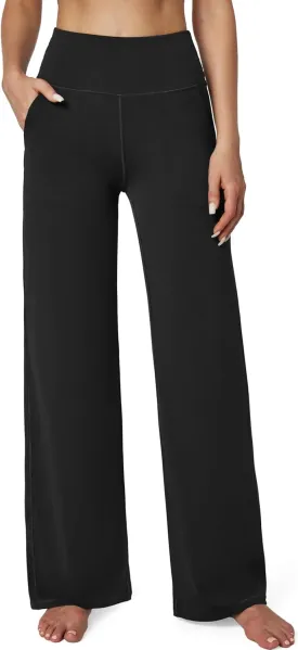 Ewedoos Wide Leg Yoga Pants for Women with Pockets Stretchy Work Dress Pants High Waisted Sweatpants Casual