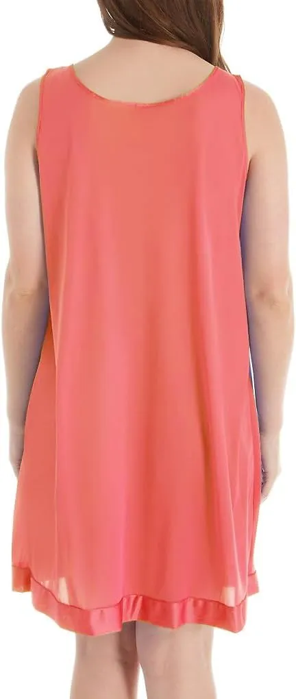 Exquisite Form 30107 Women's Nylon Tricot Sleeveless Short Knee Length Nightgown