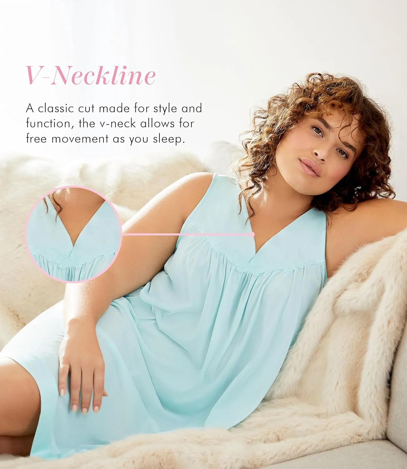 Exquisite Form 30107 Women's Nylon Tricot Sleeveless Short Knee Length Nightgown