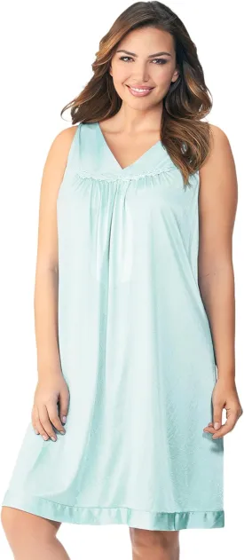 Exquisite Form 30107 Women's Nylon Tricot Sleeveless Short Knee Length Nightgown
