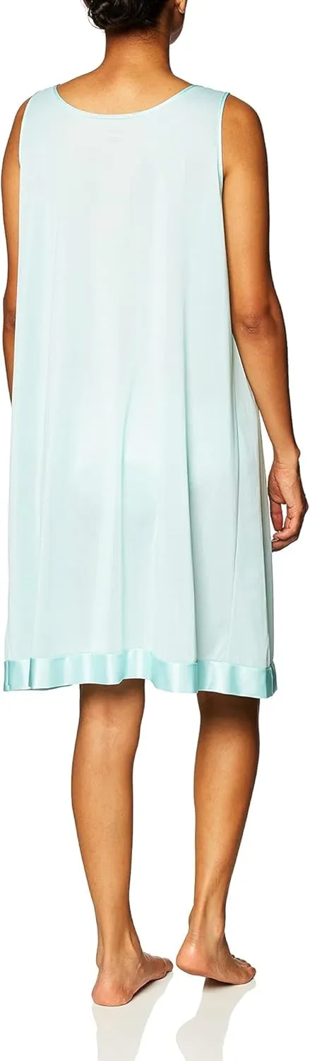 Exquisite Form 30107 Women's Nylon Tricot Sleeveless Short Knee Length Nightgown
