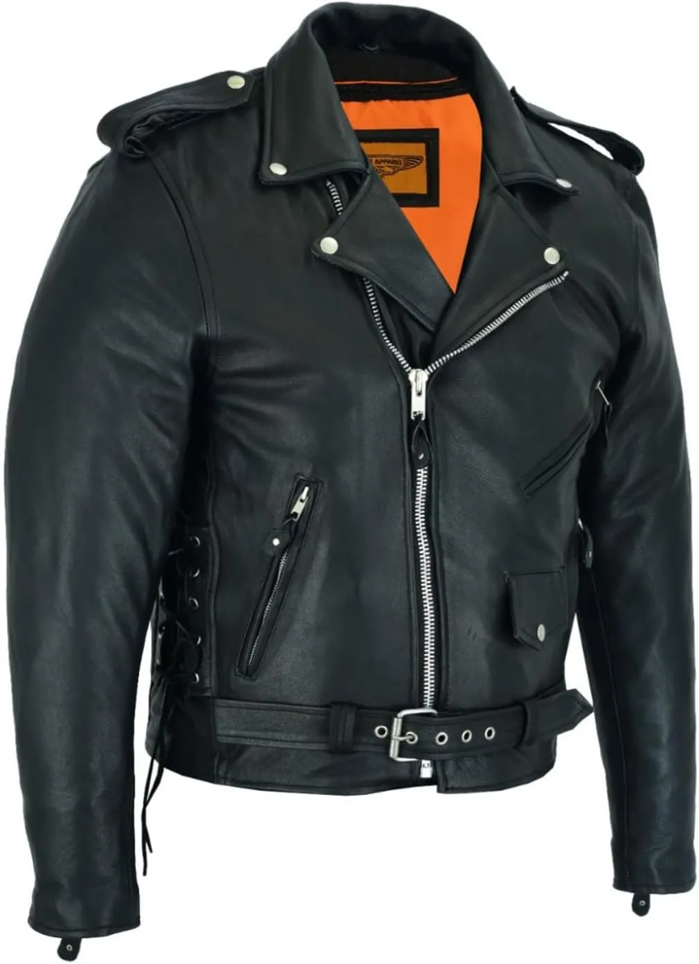 GARGOYLE BELLS Mens Genuine Leather Jacket Motorcycle Racer Jackets Zip-Up Biker Coat for Men with Multiple Pocket