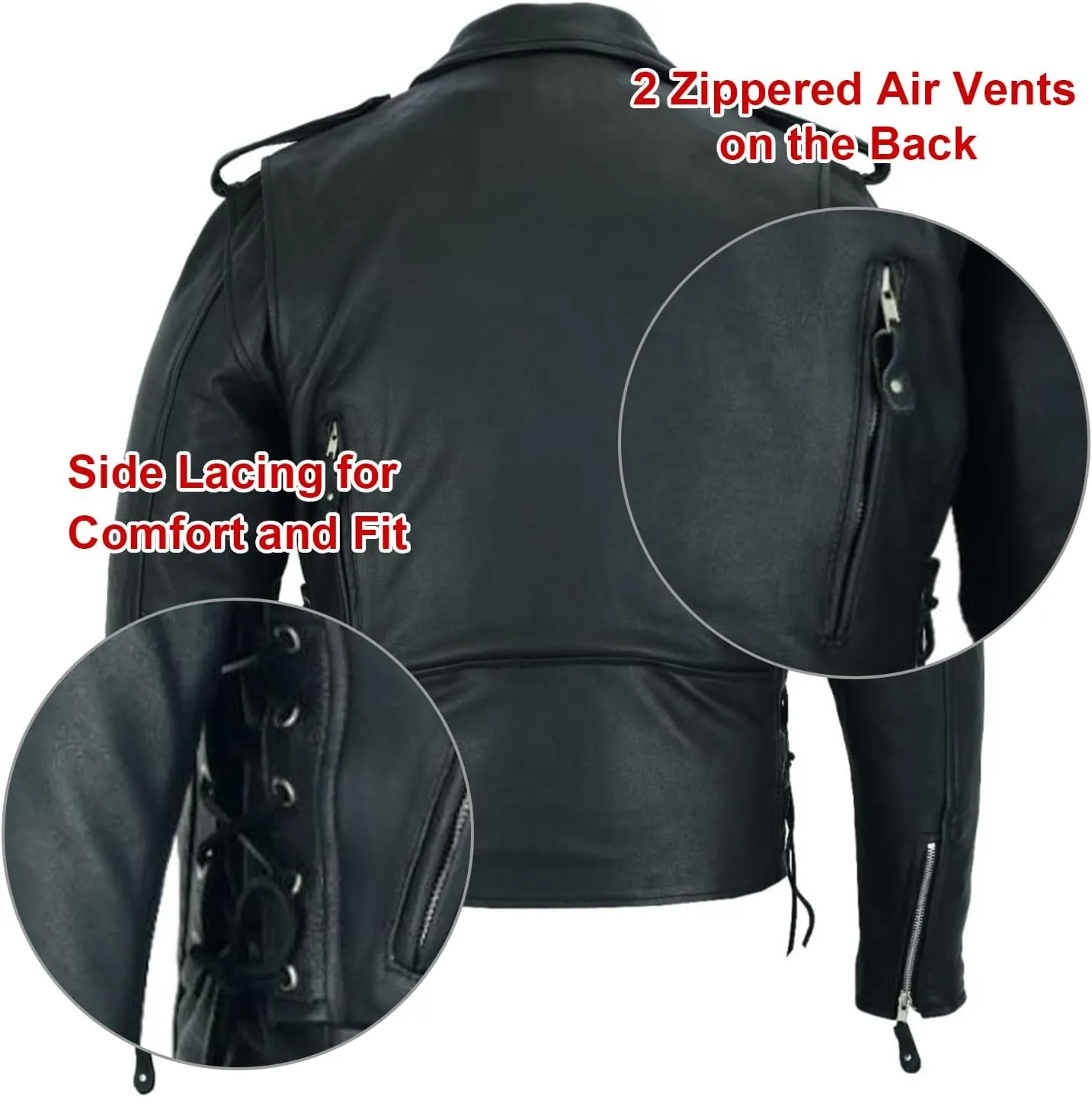 GARGOYLE BELLS Mens Genuine Leather Jacket Motorcycle Racer Jackets Zip-Up Biker Coat for Men with Multiple Pocket