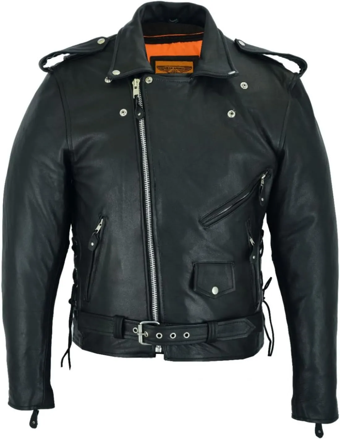 GARGOYLE BELLS Mens Genuine Leather Jacket Motorcycle Racer Jackets Zip-Up Biker Coat for Men with Multiple Pocket