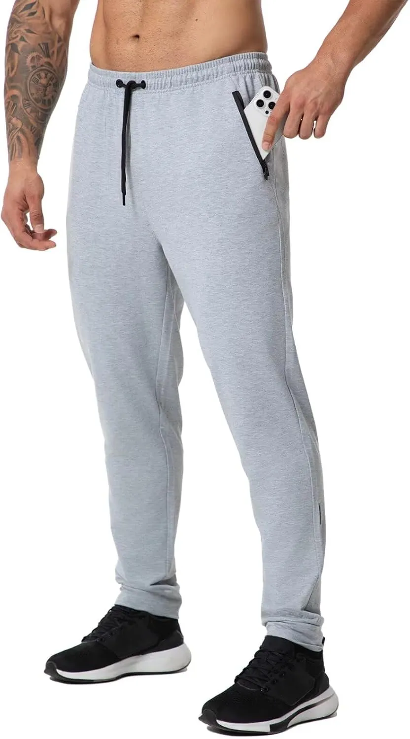 GYMELITE Men's Gym Sweatpants Workout Joggers Active Athletic Jogger Pants with Zipper Pockets Casual Running Track Pants