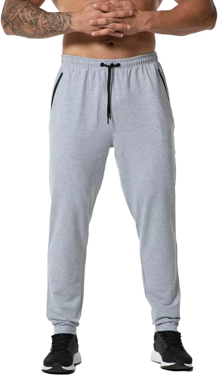 GYMELITE Men's Gym Sweatpants Workout Joggers Active Athletic Jogger Pants with Zipper Pockets Casual Running Track Pants