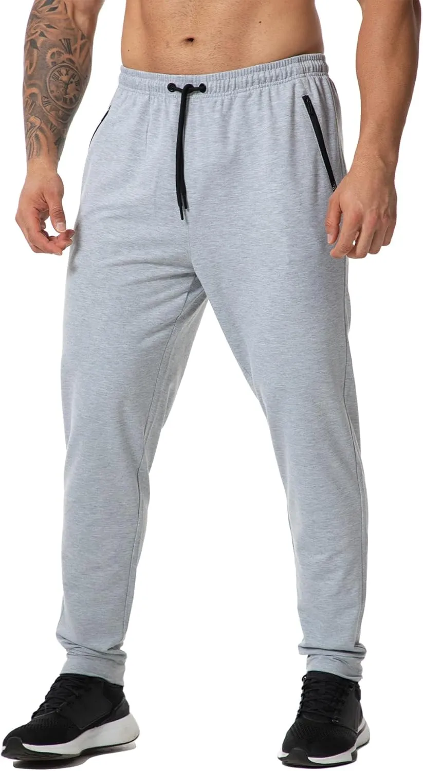 GYMELITE Men's Gym Sweatpants Workout Joggers Active Athletic Jogger Pants with Zipper Pockets Casual Running Track Pants
