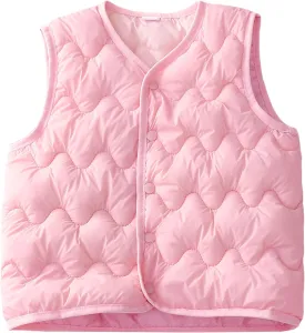 Happy Cherry Girls Puffer Vest Kids Water Resistant Jacket Sleeveless V-neck Windproof Thin Lightweight Outerwear Gilet