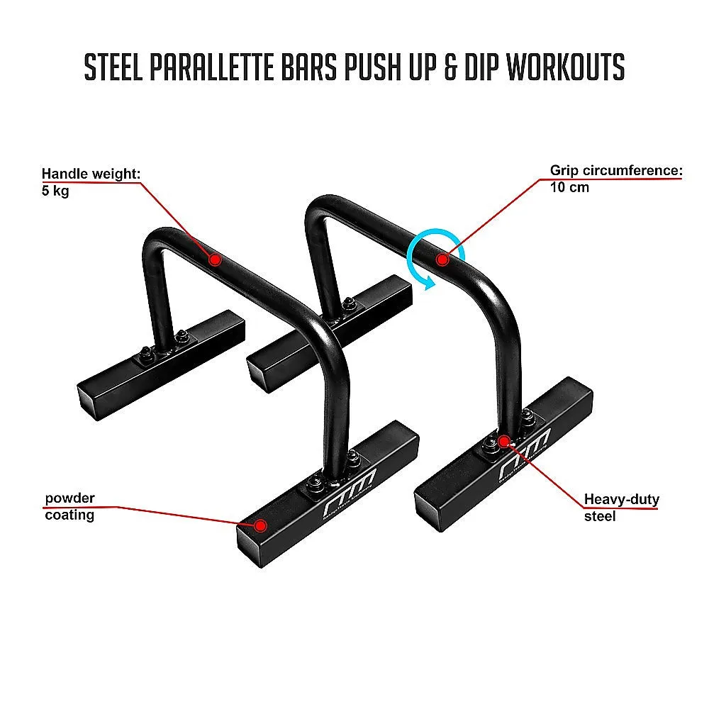 Heavy-Duty Steel Parallette Bars for Push Up & Dip Workouts