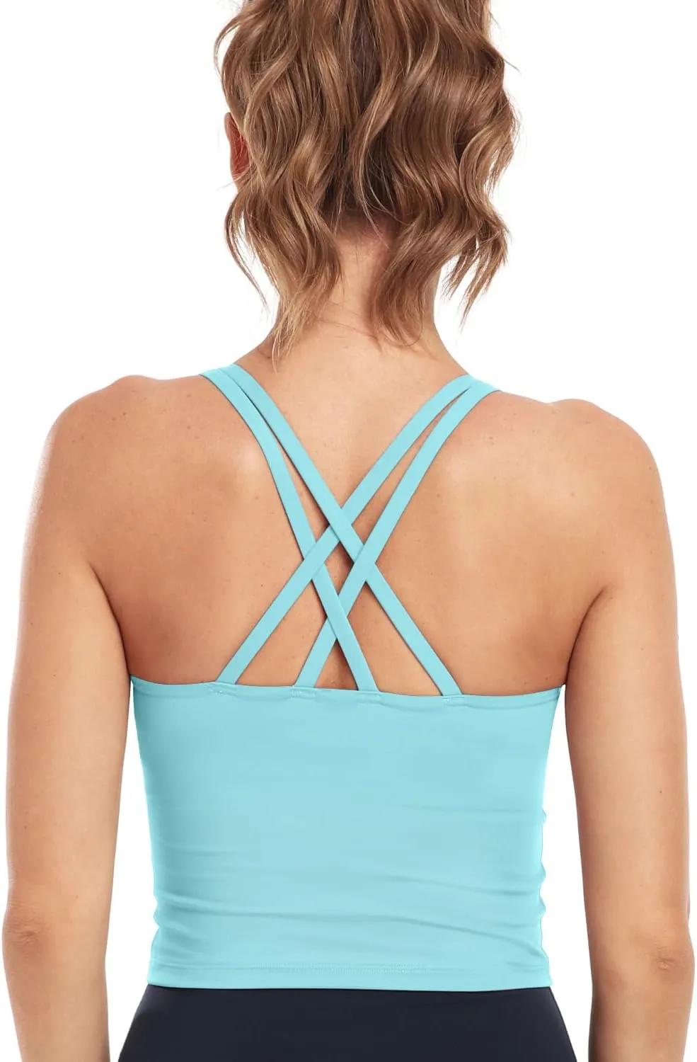 HeyNuts Longline Zeal Bras Medium Impact Wirefree Sports Bras Workout Tank Tops with Removable Pads, A-D Cups