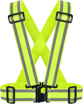 High Visibility straps |Safety Vest |Adjustable & Elastic | Reflective Running Gear for Jogging,Walking,Cycling,Construction Workers,Motorcycle,Men,Women (XXL)
