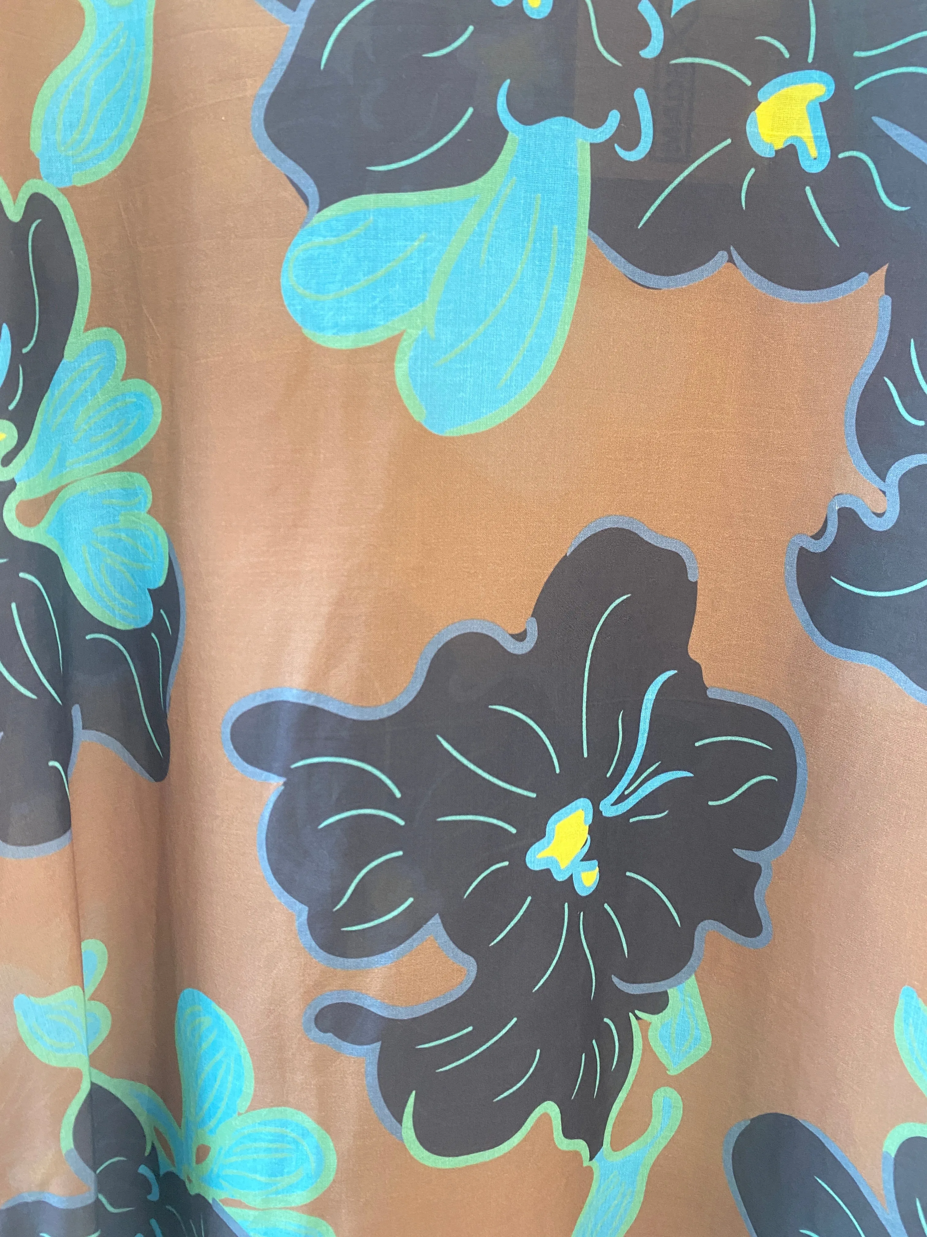 Jumbo Green, Blue, Black & Brown Floral Print Kaftan