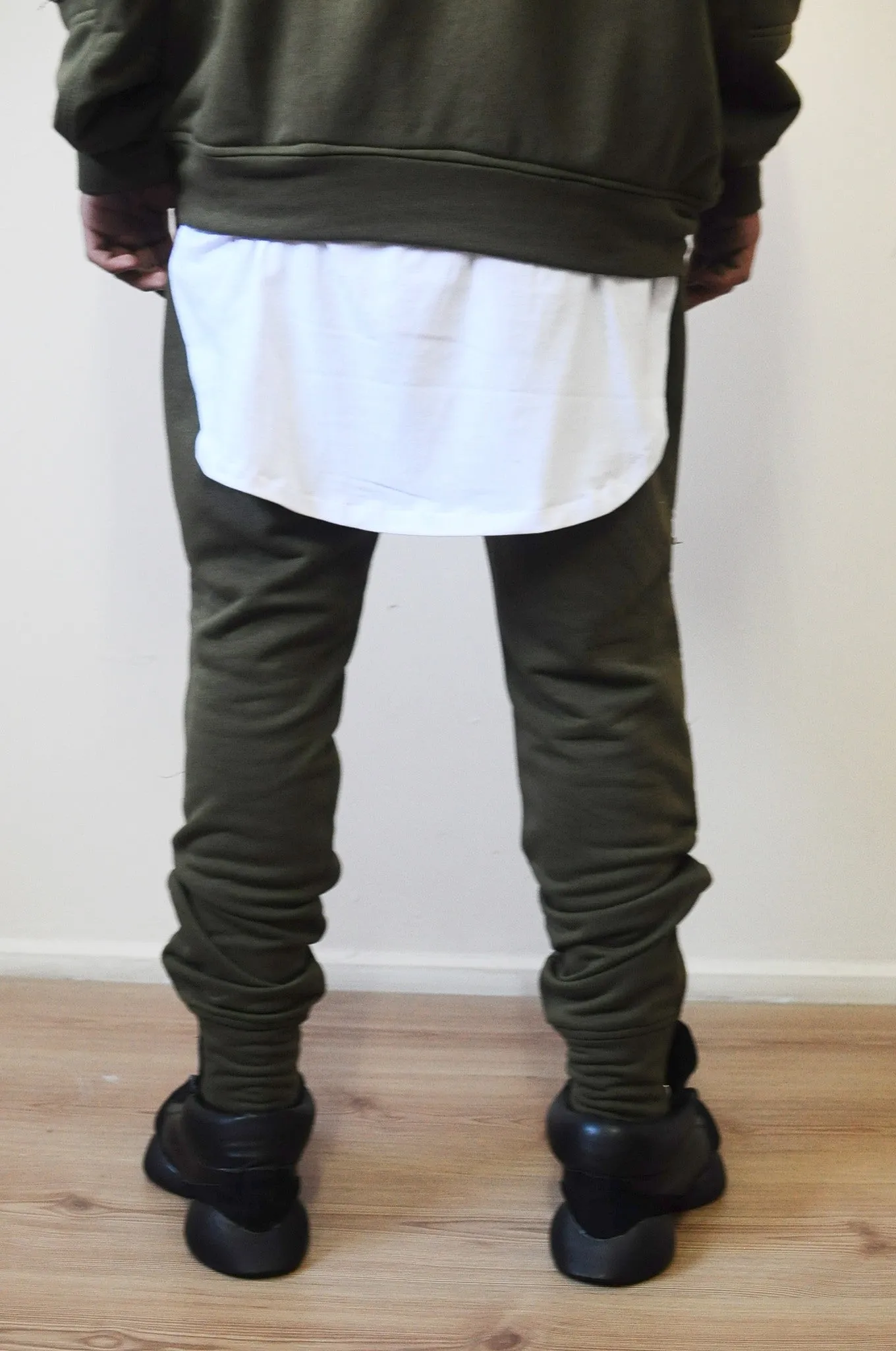 Low Crotch Cotton Distressed Knee Pants for Men Slim-Fit Essential Trouser Jogger-BB221