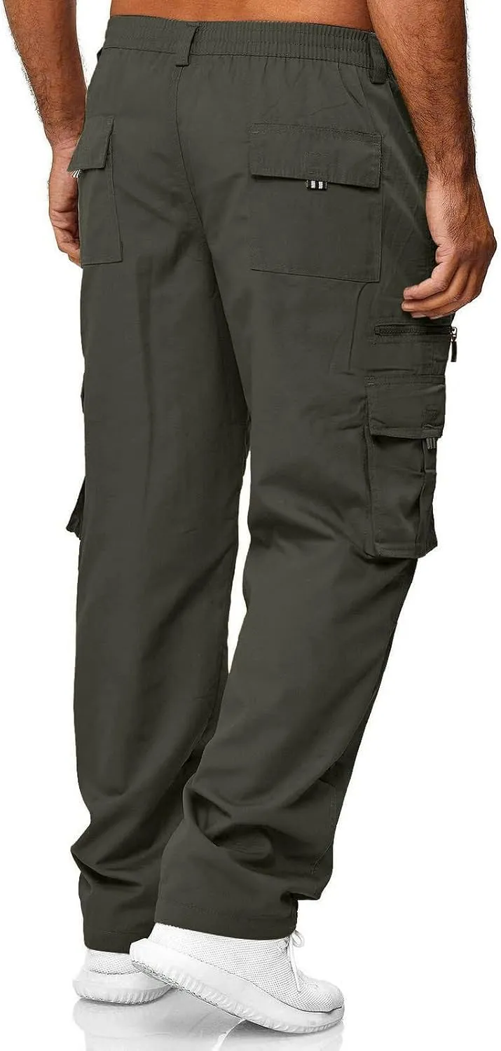 Mens Cargo Pants Baggy Stretch Big and Tall Sweatpants Pockets Loose Fit Hiking Pants Outdoor Plus Size Pants Match