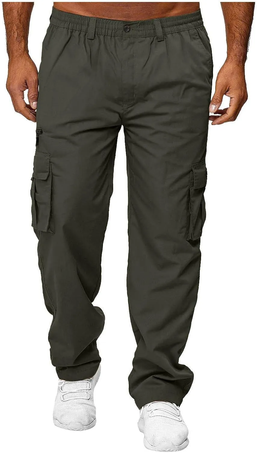 Mens Cargo Pants Baggy Stretch Big and Tall Sweatpants Pockets Loose Fit Hiking Pants Outdoor Plus Size Pants Match