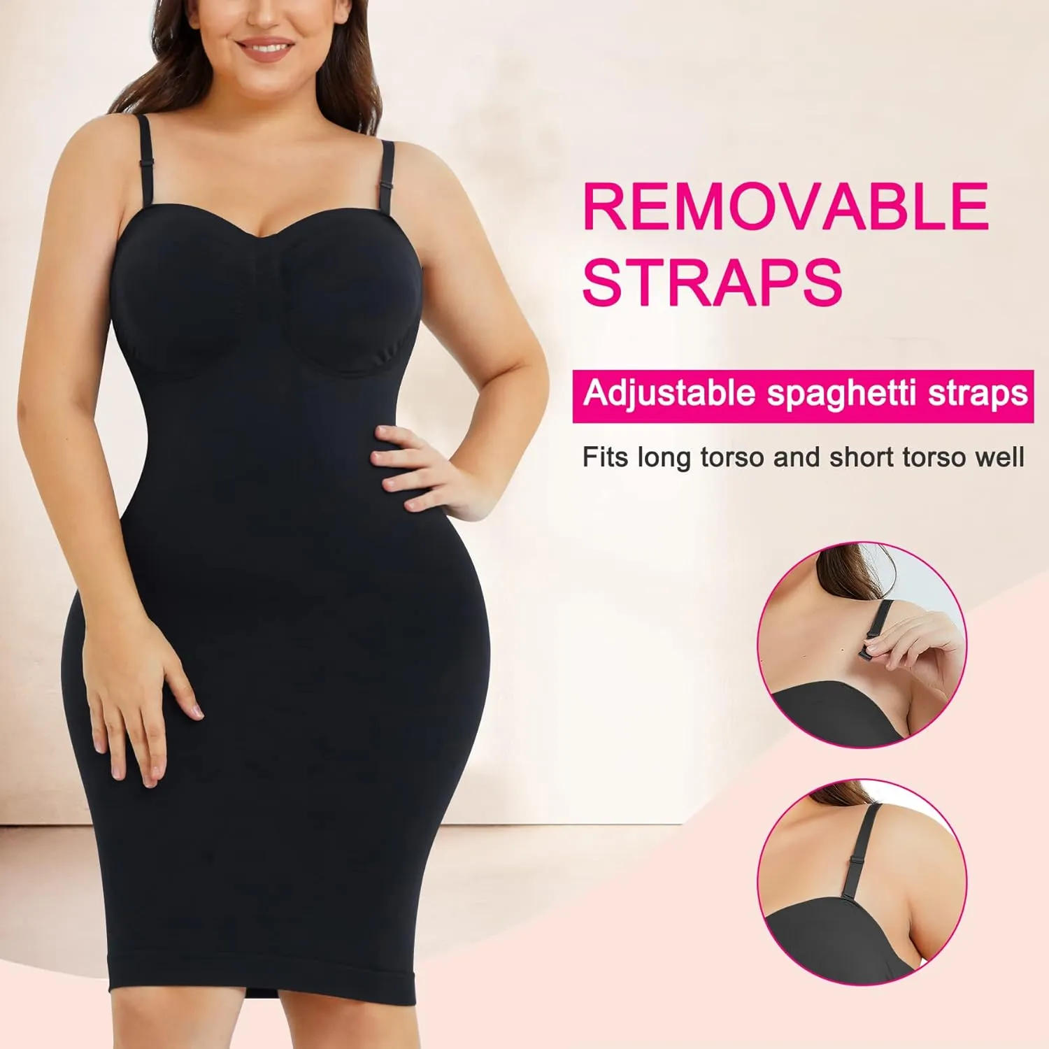 Nebility Womens' Slips Under Dresses Strapless Tummy Control Body Shaper