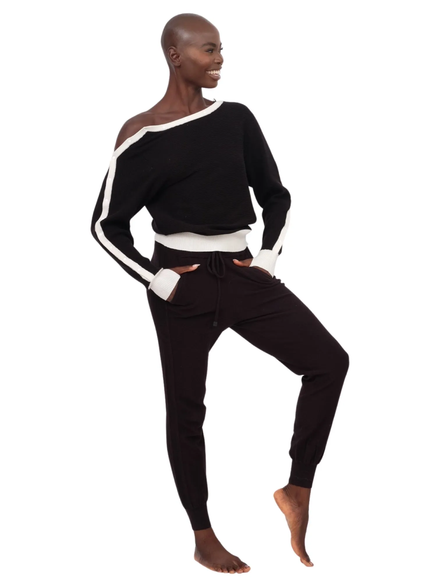 Portola Ribbed Jogger Pants - Black