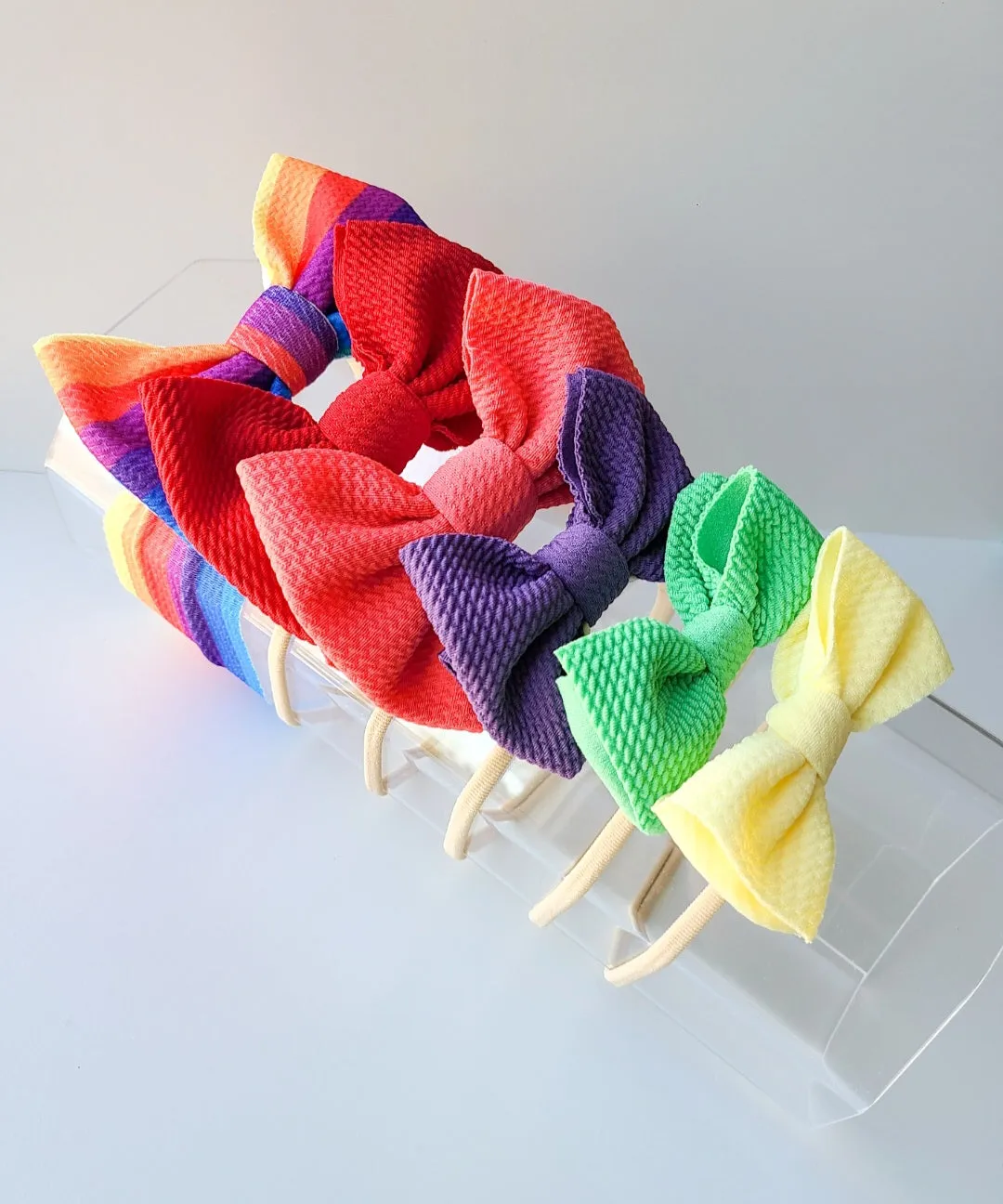 Rainbow stripes "Chandler", Apple red Regular "Nylon", Coral Regular "Nylon", Purple Small "Nylon", Cactus Mini "Nylon" & Lemon Mini "Nylon" NEWBORN Bundle (6)