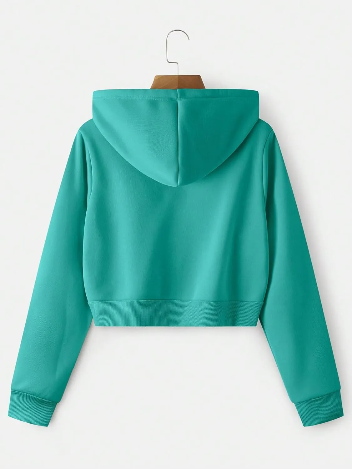 SweatyRocks Women's Long Sleeve Drawstring Full Zip Hooded Jacket Crop Sweatshirt