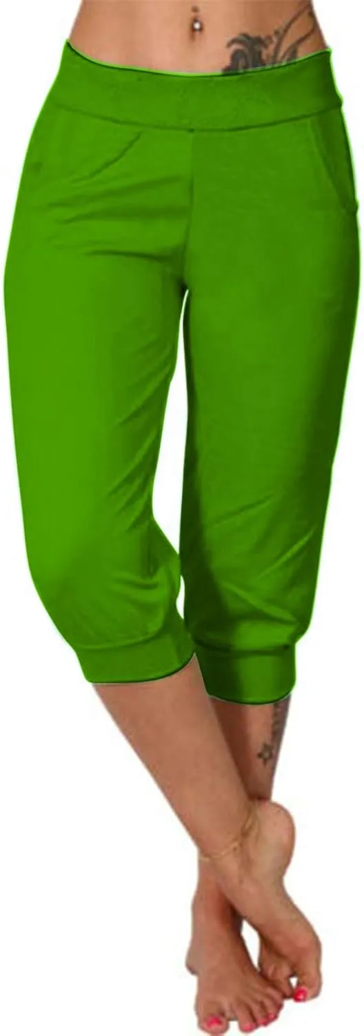 TANGNADE Women's Yoga Capris Pants Loose Soft Workout Joggers Joggers Elastic Waist Sweatpants Sports Casual Pants Pockets