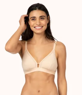 The Mesh Trim Padded Bra: Toasted Almond