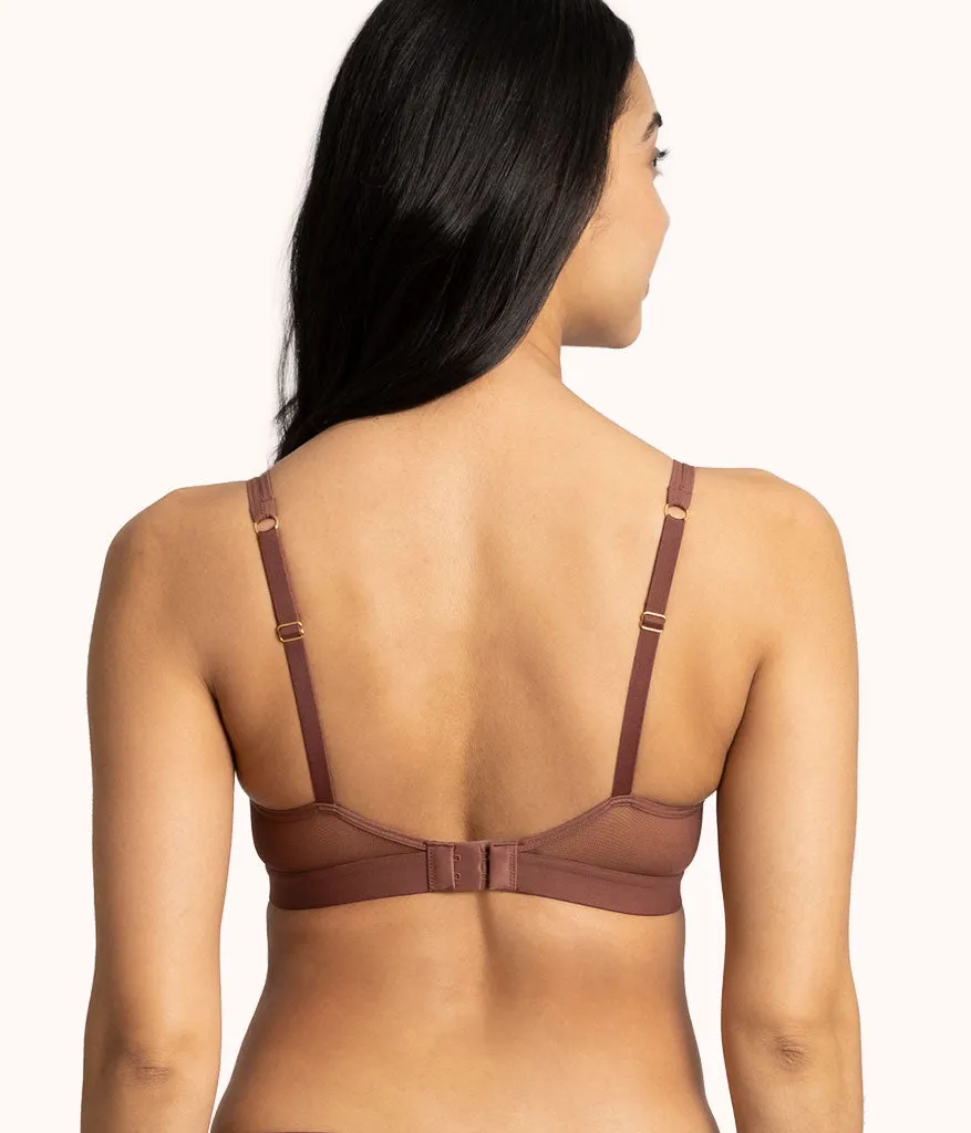 The Mesh Trim Padded Bra: Umber