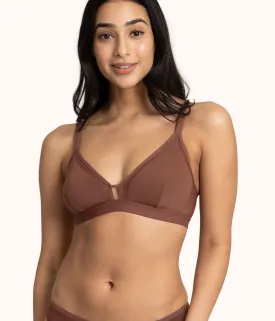 The Mesh Trim Padded Bra: Umber