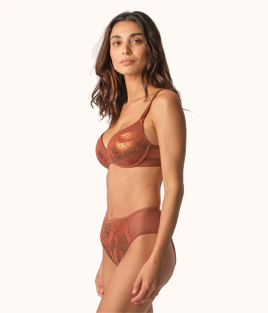 The Metallic Palm No-Wire Push-Up: Burnished Mahogany/Metallic Palm Print