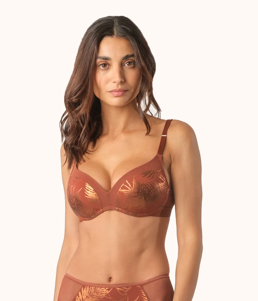 The Metallic Palm No-Wire Push-Up: Burnished Mahogany/Metallic Palm Print