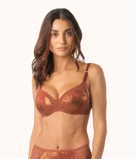 The Metallic Palm No-Wire Push-Up: Burnished Mahogany/Metallic Palm Print