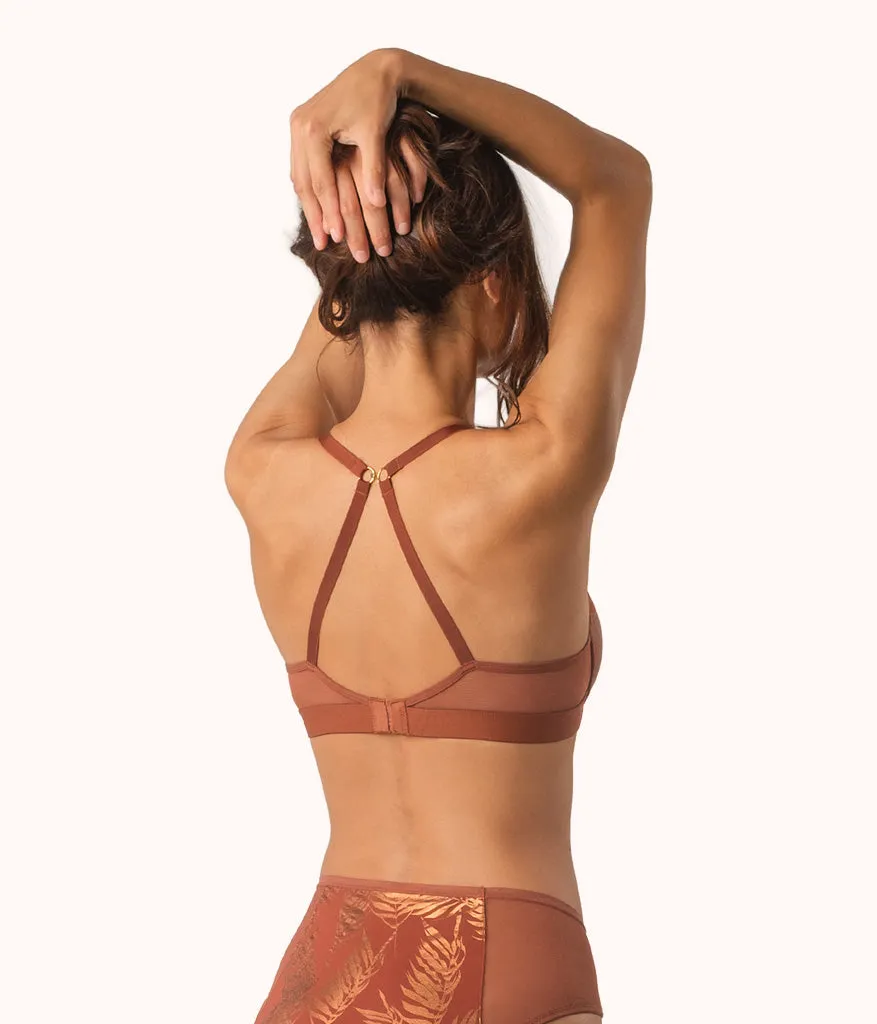 The Metallic Palm No-Wire Push-Up: Burnished Mahogany/Metallic Palm Print