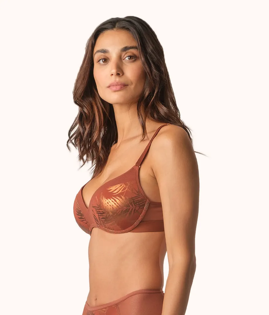 The Metallic Palm No-Wire Push-Up: Burnished Mahogany/Metallic Palm Print