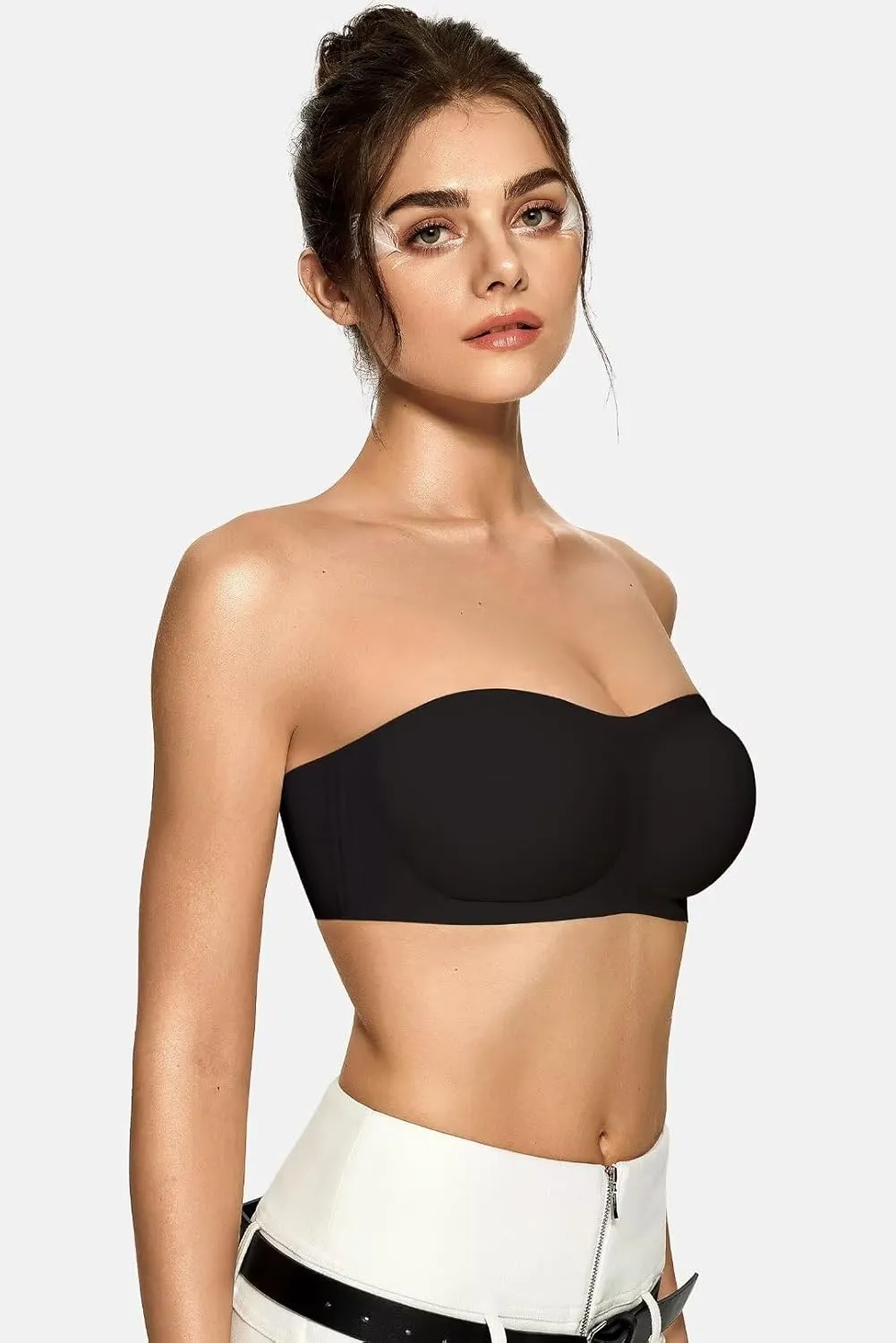 Vertvie Women's Wireless Strapless Bra Seamless Padded Bandeau Bra Non-Slip Silicone Tube Top Push Up Convertible Bralette