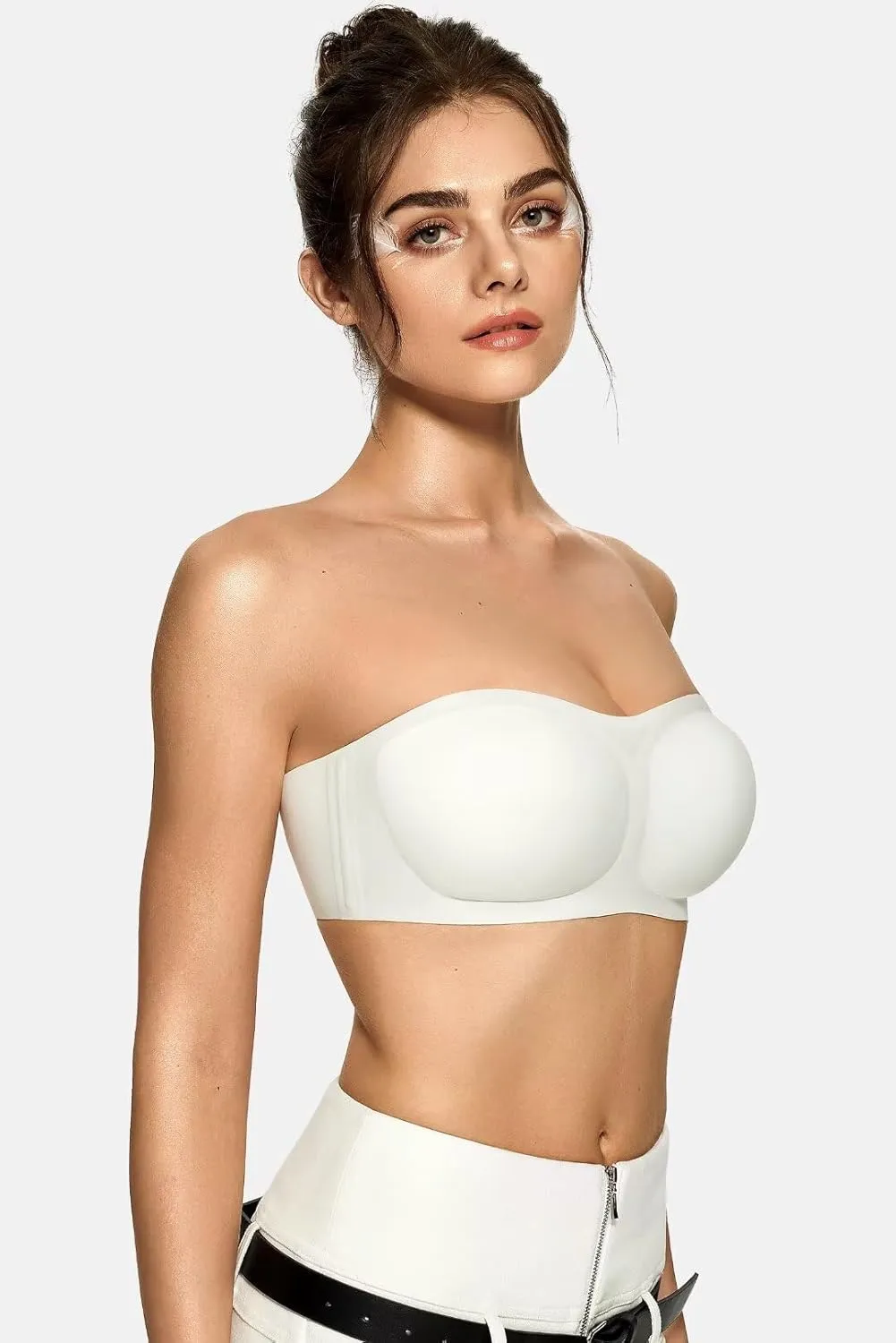 Vertvie Women's Wireless Strapless Bra Seamless Padded Bandeau Bra Non-Slip Silicone Tube Top Push Up Convertible Bralette